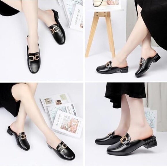 🆕Women's Black Fabric Loafers Backless Mules Round Toe Slip On Flats Casual - Picture 7 of 7